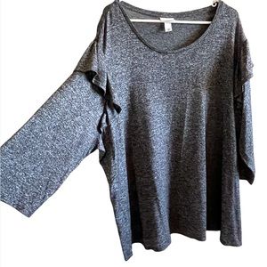 Ava & Viv Charcoal Gray 4X Ruffle Sleeve
